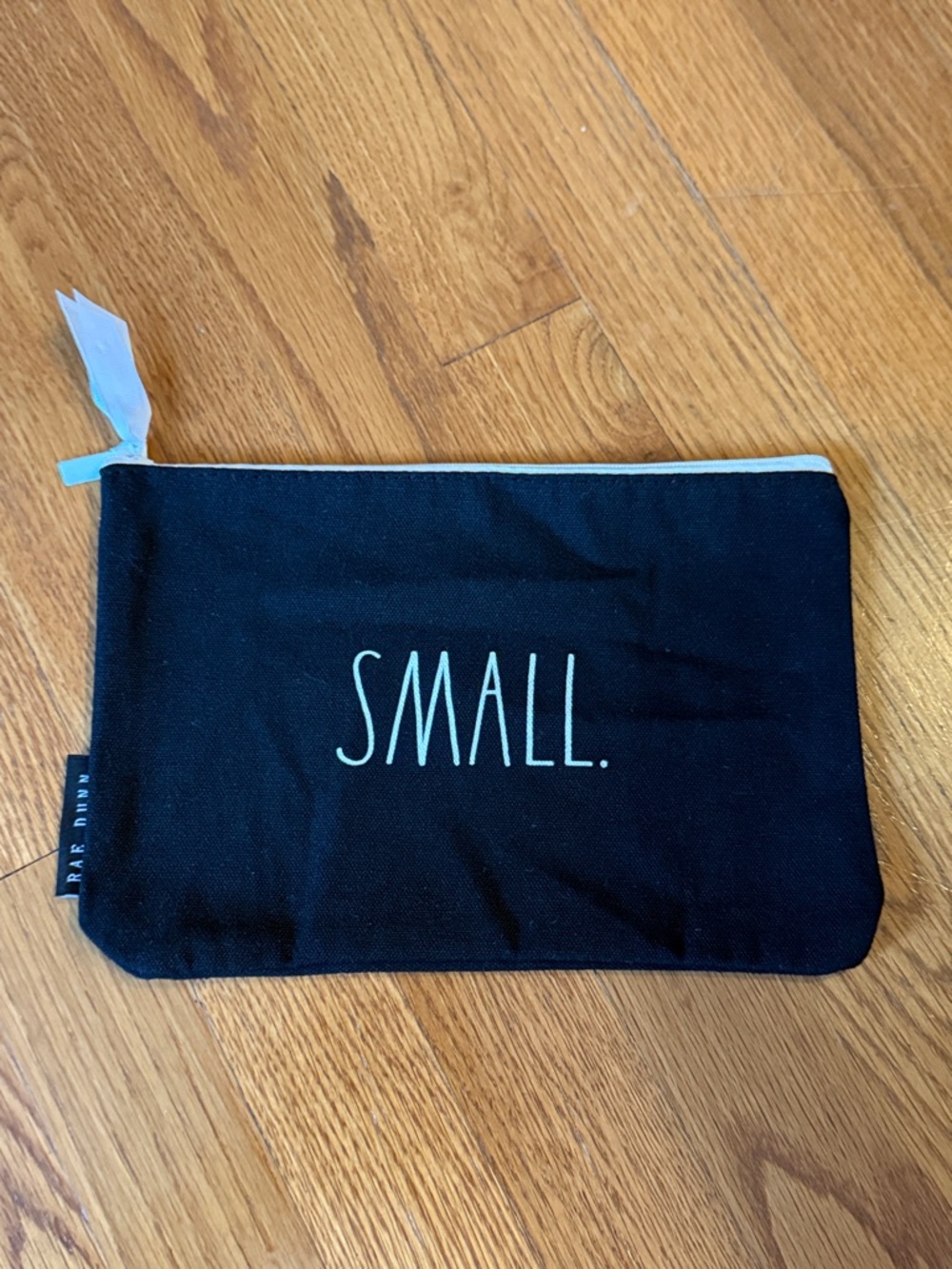 Rae Dunn SMALL. Cosmetic Bag Travel Bag Zip Top Closure Black White 10” x 6.5”